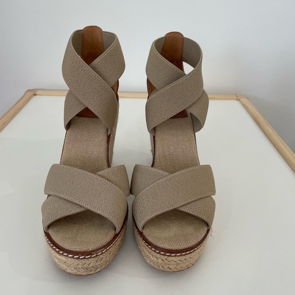 Tory Burch Women's Frieda Platform Wedge Espadrille Sandals Size 6
